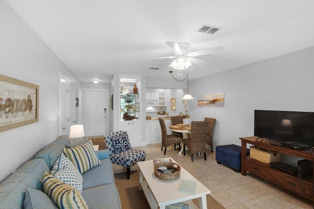 59 N Myrtle Dr Unit 207, Santa Rosa Beach, FL 32459 - living room featuring light tile patterned floors and a ceiling fan