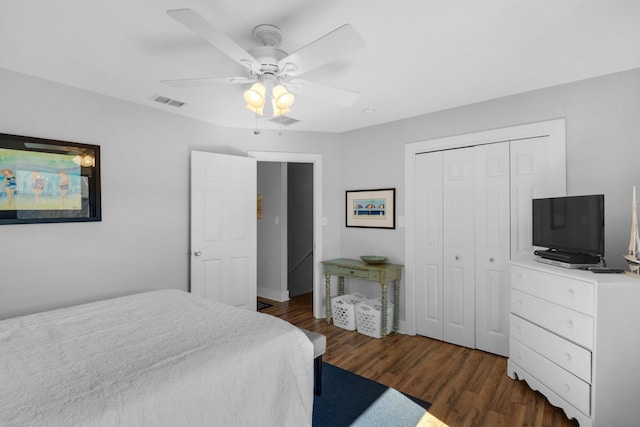 59 N Myrtle Dr Unit 207, Santa Rosa Beach, FL 32459 - bedroom featuring wood finished floors, a closet, and a ceiling fan