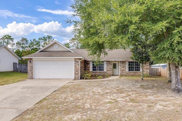 ranch-style home with a garage