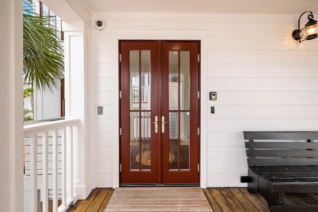 property entrance with french doors