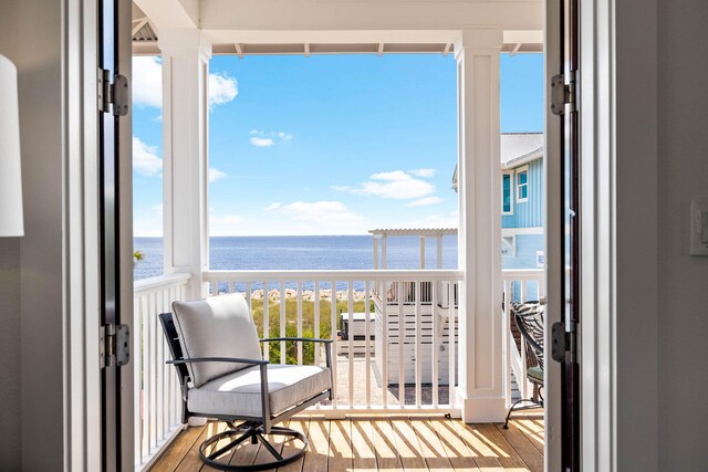 balcony with a water view