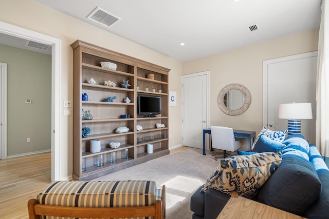 living room featuring light hardwood / wood-style flooring