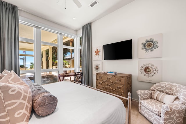 bedroom featuring ceiling fan