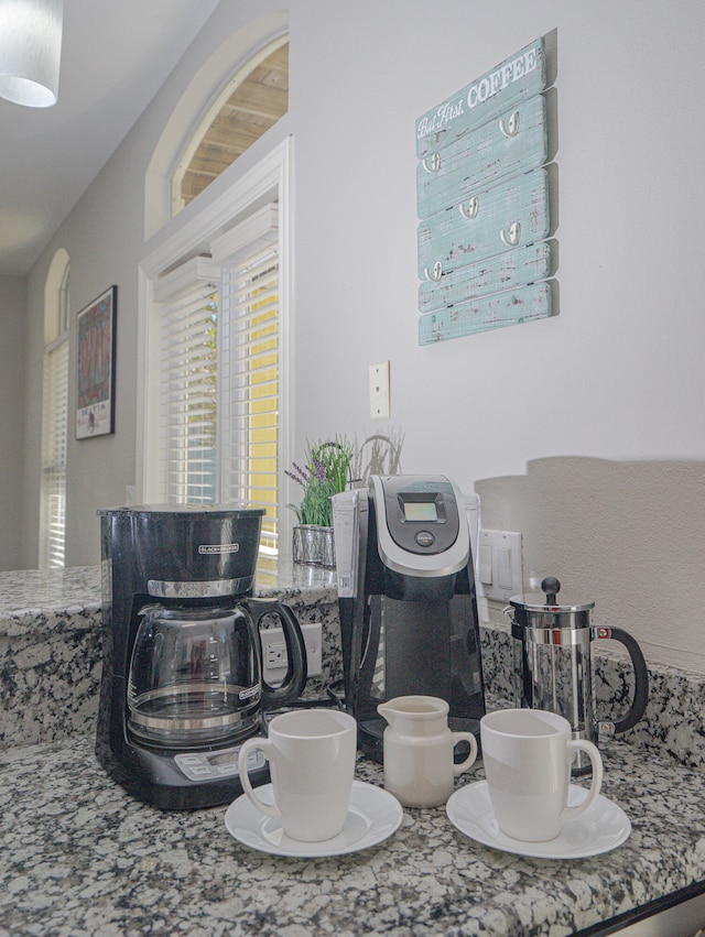 interior details with light stone counters