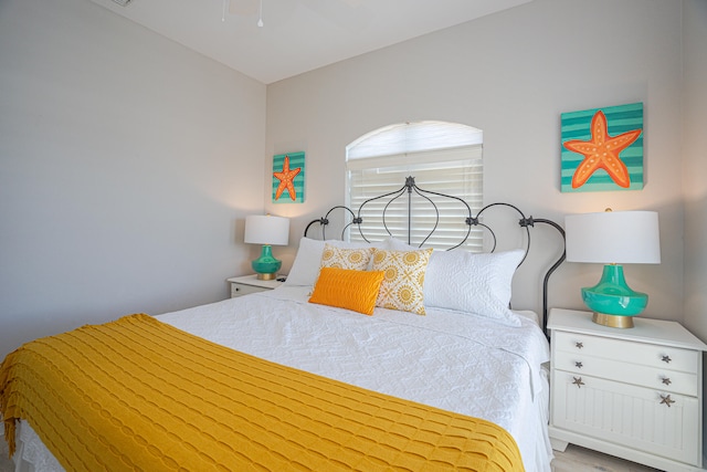 bedroom with light hardwood / wood-style floors