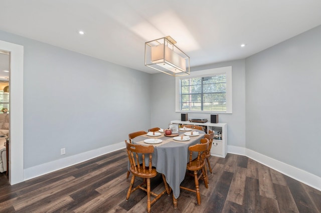 dining area featuring dark hardwood / wood-style flooring