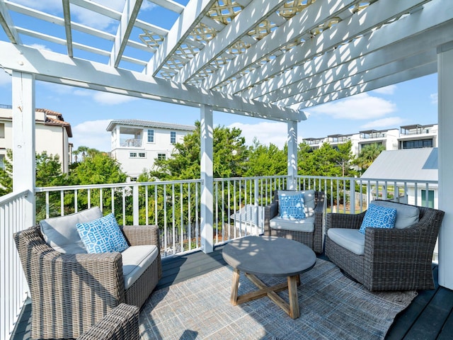 28 Sandcastle Ct, Santa Rosa Beach, FL 32459 - wooden terrace featuring a pergola