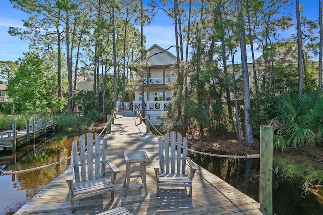 view of dock featuring a water view