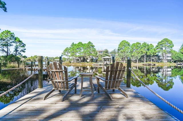 view of dock featuring a water view