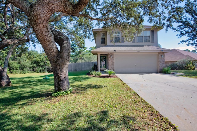 view of front of property with brick siding, an attached garage, and driveway