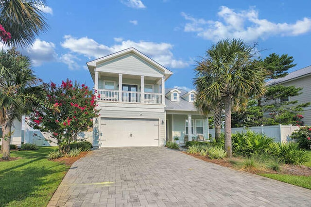 coastal home featuring a garage