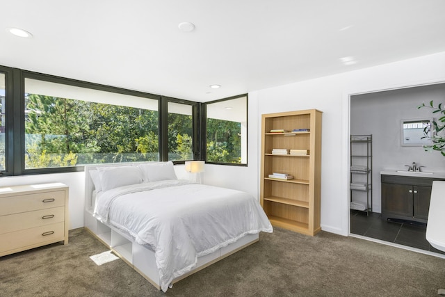 103 Native Tree Ln, Santa Rosa Beach, FL 32459 - carpeted bedroom featuring a sink, recessed lighting, and connected bathroom