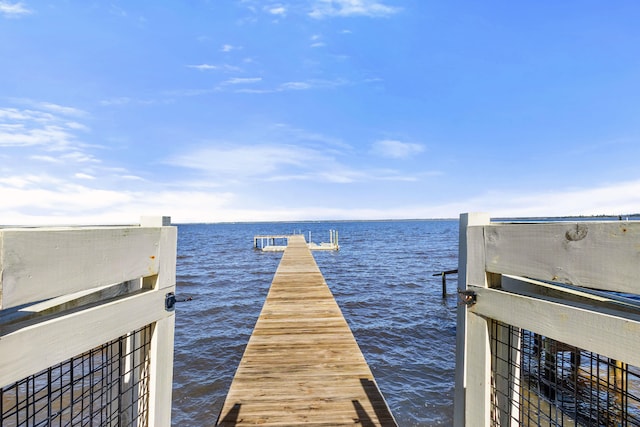 dock area with a water view