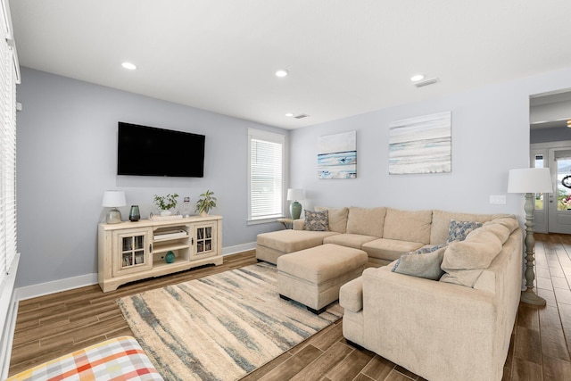 living room featuring hardwood / wood-style floors