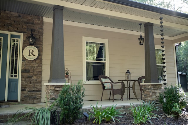 exterior space featuring covered porch