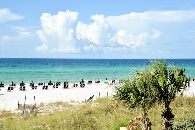 property view of water featuring a view of the beach