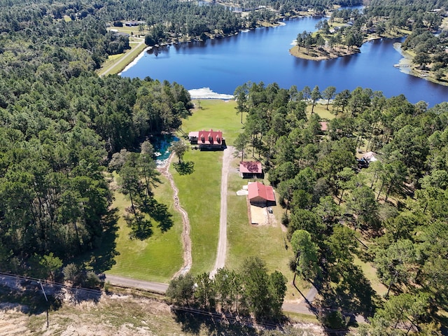 aerial view with a water view and a rural view