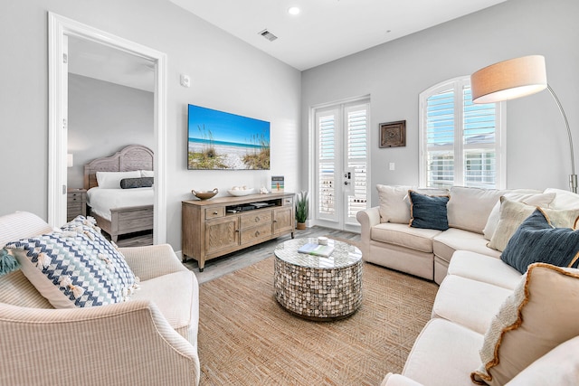 living room featuring light hardwood / wood-style flooring