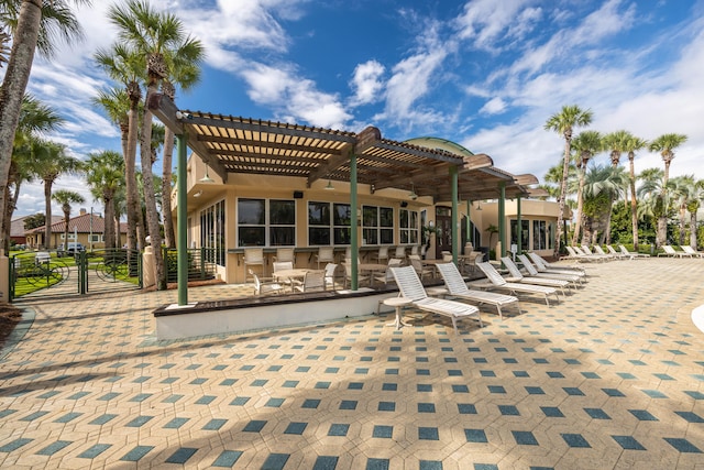 exterior space featuring a pergola