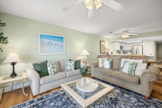778 Scenic Gulf Dr Unit 423, Miramar Beach, FL 32550 - living room with ceiling fan, wood finished floors, and recessed lighting