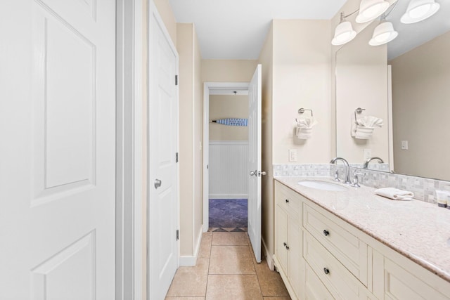 bathroom featuring vanity and tile patterned flooring