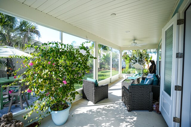 view of patio / terrace featuring ceiling fan