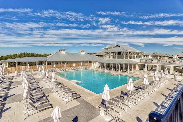 view of pool featuring a patio area