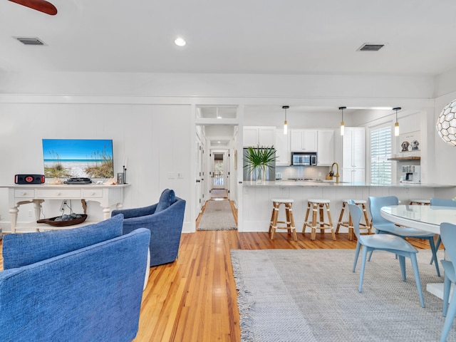 living room featuring light hardwood / wood-style flooring