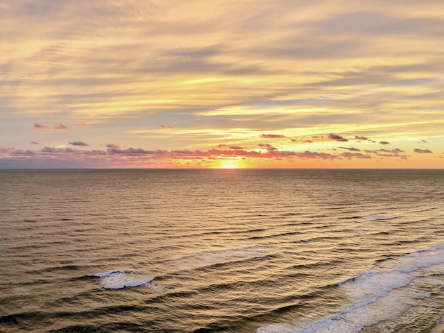 property view of water featuring a beach view