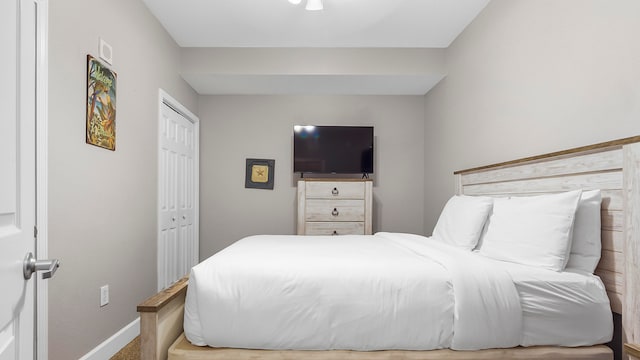 bedroom with a closet and carpet