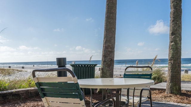 exterior space with a view of the beach and a water view