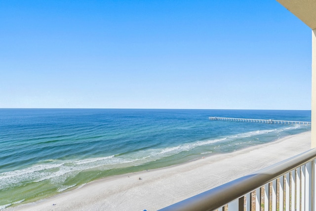 property view of water featuring a view of the beach