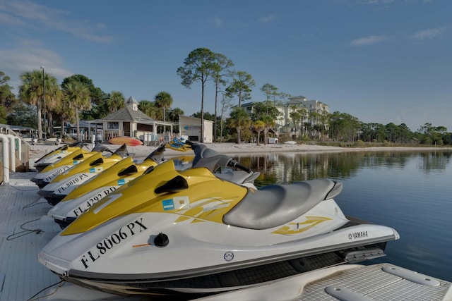 dock area featuring a water view