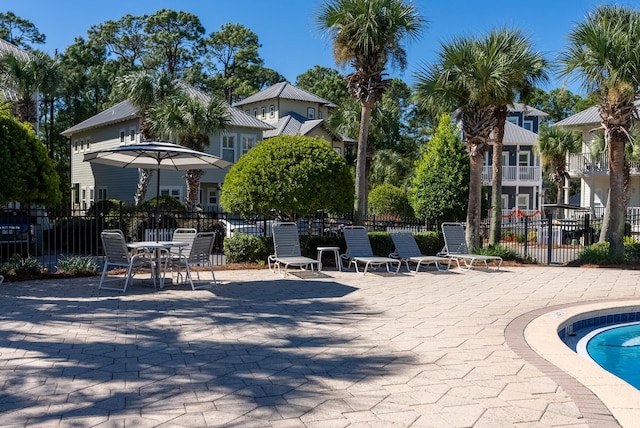 view of pool featuring a patio