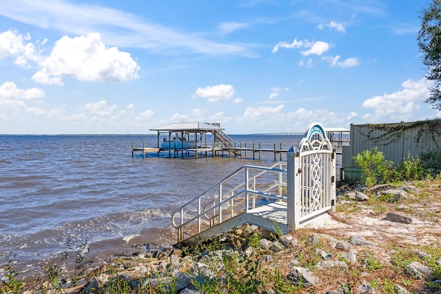 view of dock featuring a water view