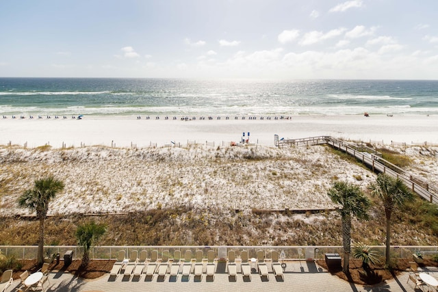 view of water feature with a view of the beach