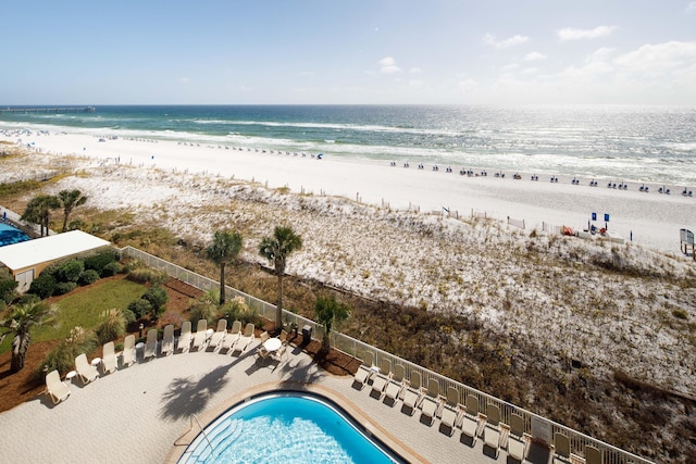 property view of water with a beach view