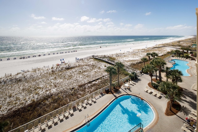 view of water feature featuring a view of the beach