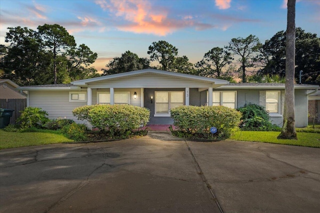 view of single story home