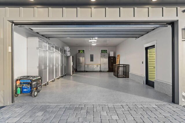 garage with electric panel