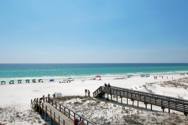 property view of water featuring a view of the beach