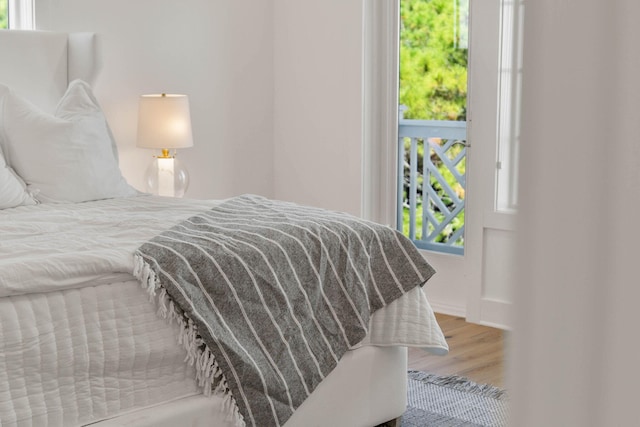 bedroom featuring light wood-type flooring