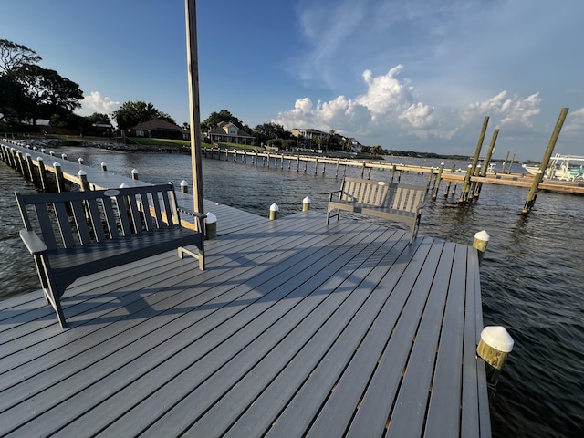 dock area featuring a water view