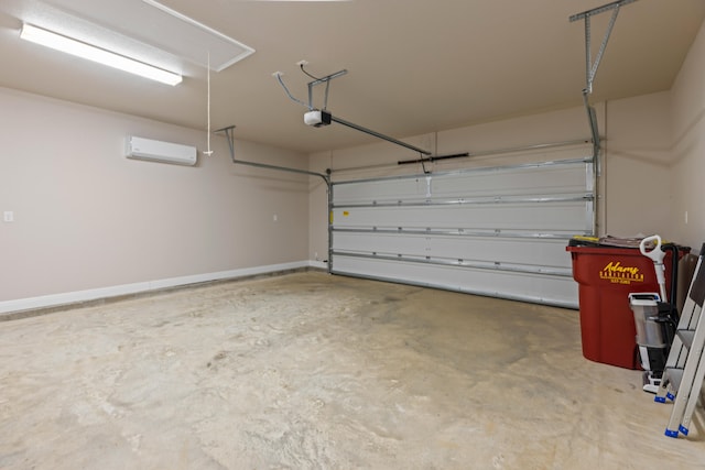 garage featuring a wall unit AC and a garage door opener