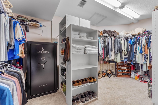 spacious closet featuring carpet flooring