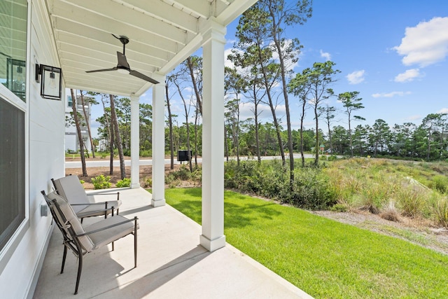 view of patio / terrace with ceiling fan