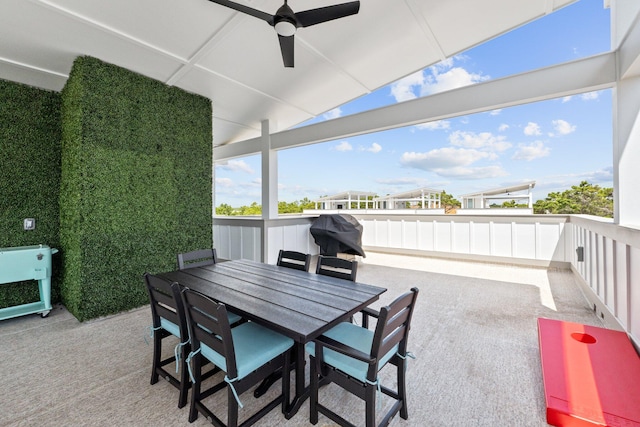 view of patio / terrace featuring ceiling fan