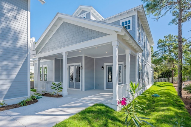 view of front facade featuring covered porch