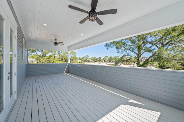 wooden terrace with ceiling fan