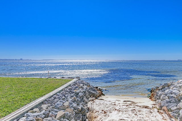 view of water feature with a view of the beach